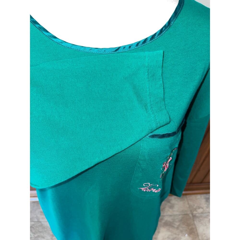 Womens Victorias Secret Green VIntage Gold Tag 90s Floral Cotton Nightgown PS - Picture 5 of 8